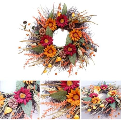 2ft Winter Christmas Wreath Colorful Sunflower Flower for Front Door Floral Door Wreath for Wedding Window Wall Home Decor