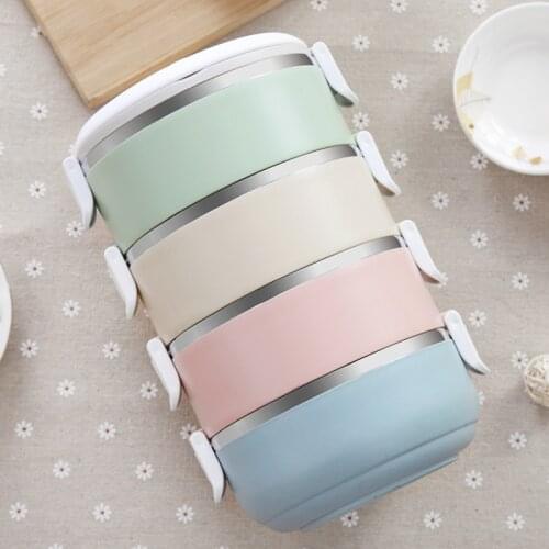 2018 New Gradient Color Japanese Lunch Box Thermal For Food Bento Box Stainless Steel LunchBox For Kids Portable Picnic School