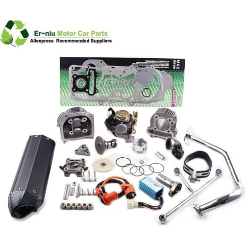 GY6 80cc 47mm 137QMA QMB139 4 STROKE CYLINDER KIT Head Racing Exhaust Racing Camshaft Rollers Oil Gear Rings Arms