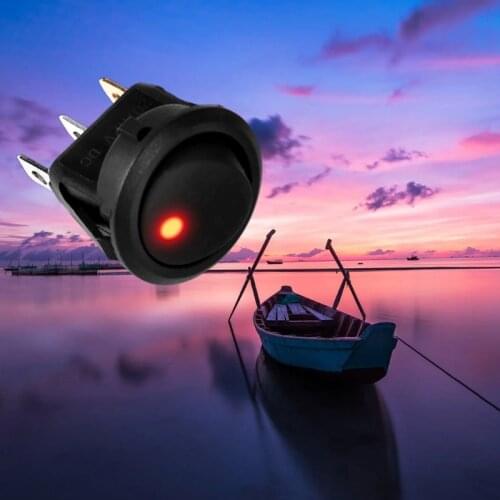 5Pcs 12V Waterproof Lighted Round Rocker Toggle LED Switch 3 Pins On-Off Car Truck RV Rocker Switch LED Light for Boat