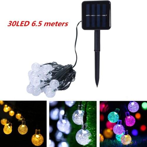 6.5M 30LED Solar Powered Bubble String Lights Garden Home Party Night Light Colorful IP43 Waterproof Decoration Bulb Light