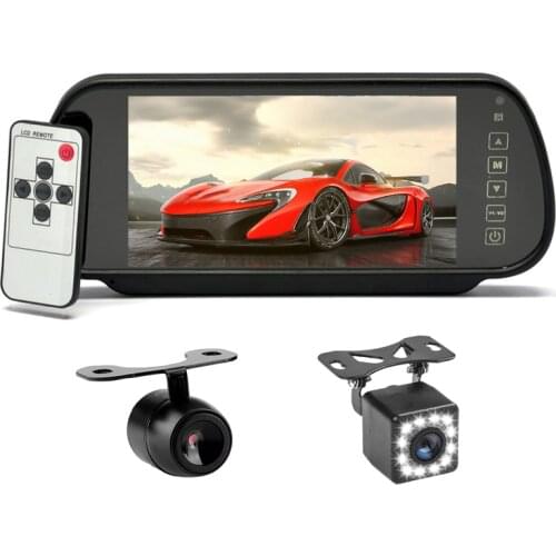 7 Inch TFT LCD Widescreen Touch Button Car Mirror Monitor Parking Assistance 2 AV input Rear View camera optional