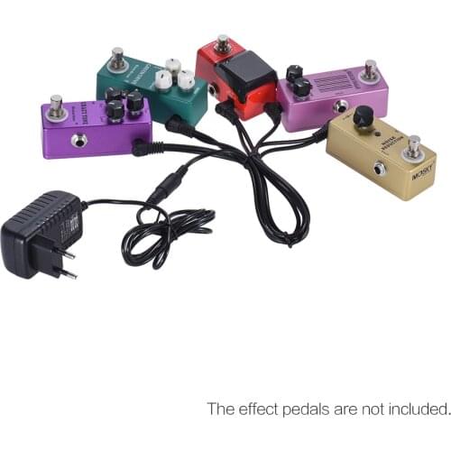 Guitar Effect Power Supply Adapter 9V DC 1000mA 5 Way Daisy Chain Chord Cable Negative Inside Positive Outside guitar cable