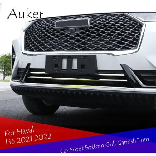 Stainless Steel Car Accessory Car Front Grill Grille Trim Strips Sticker Car Styling Accessories For Haval H6 2021 2022