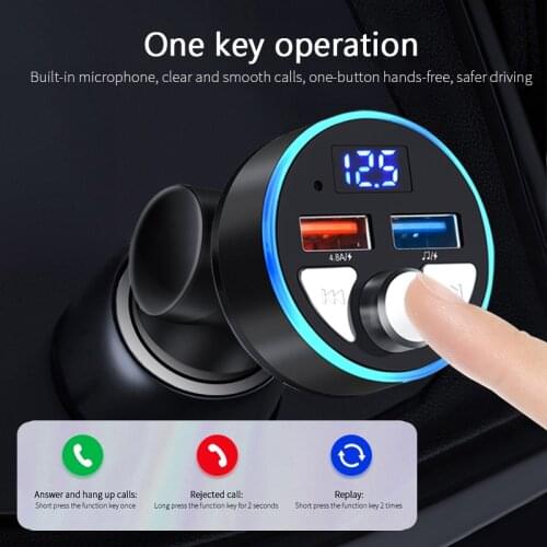 Car Mp3 Player Dual USB Charger Expand Support U Disk Music Play Bluetooth 5.0 Car Handsfree FM Transmitter Cigarette Lighter