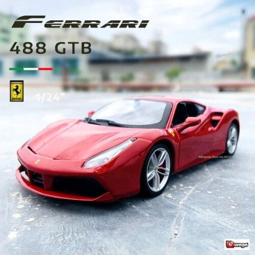 Bburago 1:24 Ferrari 488 GTB collection manufacturer authorized simulation alloy car model crafts decoration collection toy tool