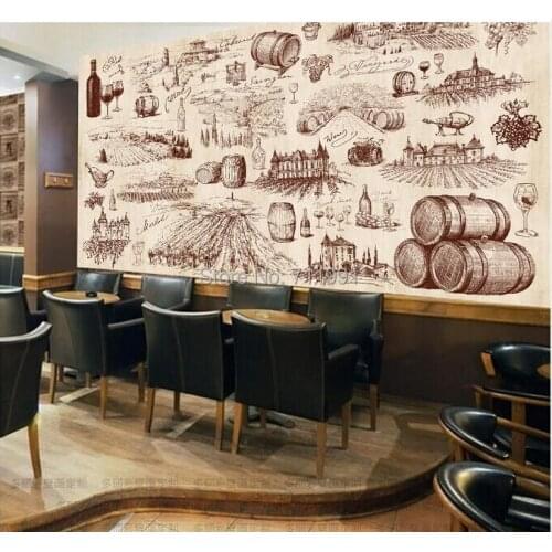 Free shipping custom modern large 3D wallpaper vineyard hotel restaurant bar backdrop wallpaper