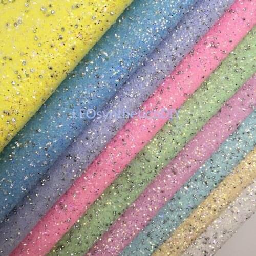 21X29CM Glitter Fabric, Chunky Glitter Leather, Pastel Glitter Leather With Diamonds For Making Bows LEOsyntheticoDIY GM3201A