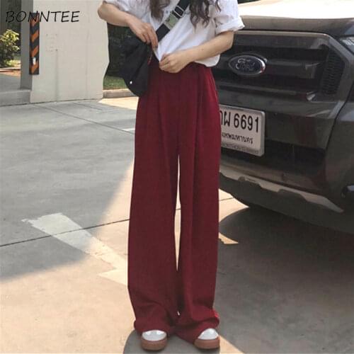 Plus Size 3XL Pants Women Vintage Full-length Chic Hot Sales BF Ins High Waisted Teens Trousers All-match Pure Stylish Clothing