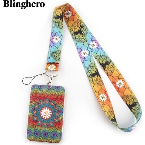 CB103 Lotus Fashion Lanyard ID Badge Holder Bus Pass Case Cover Bank Credit Card Holder Strap Card Holder