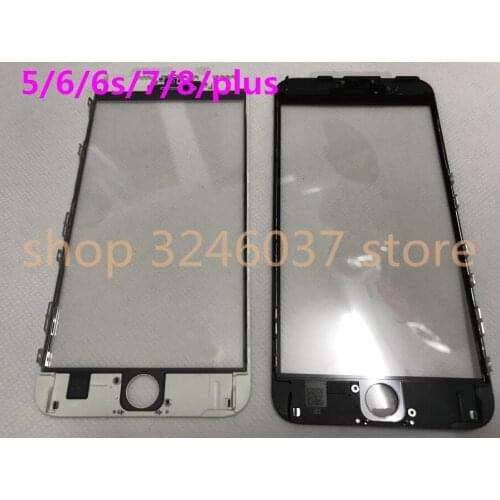 10pcs cold press Black/White Front Outer Lens Touch Screen Glass With Frame For iphone 6 6s 7 7g 8 plus 5 5s repair Replacement