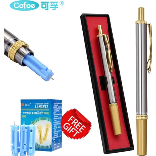 Cofoe Blood Glucose Lancing Pen Security Sterile Blood Sampling Pen Acupuncture & Cupping Therapy /Diabetic Testing for Diabetes