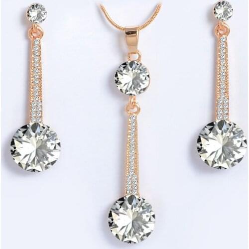 Nigerian Round Drop Cubic Zirconia Wedding Jewelry Sets inlay Luxury Crystal Bridal Jewelry Set Gifts For Bridesmaids