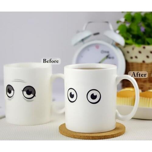 Make Cup Magic Color Change Morning Mug Creative Ceramic Cup for Gift Hot Cold Water Color-Changeing 350ml/12oz TC004