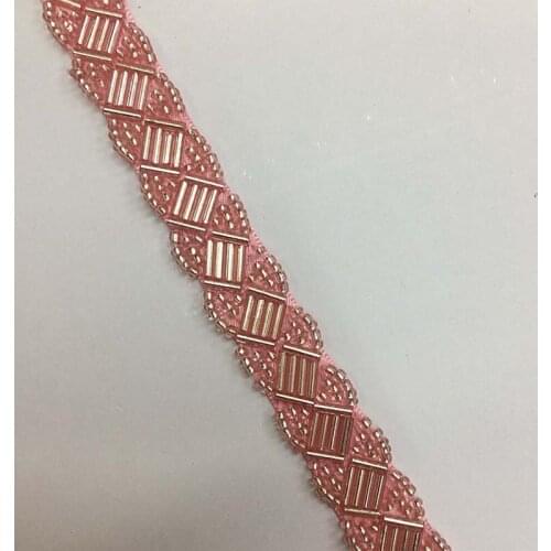 3Yds Beads Handmade Lace Edge Trims Wedding Dress Belt Sash Ribbon Trim Bridal Applique Fabric Sewing Craft DIY Decorative Band