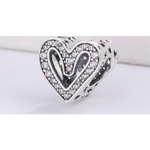 Fashion 925 Sterling Silver Zircon Necklace Sparkling Freehand Heart Charm Bracelets Fit Pandora Bracelets Jewelry Designer