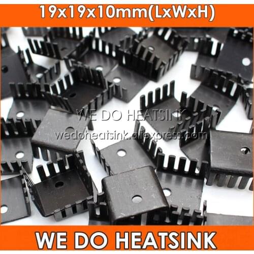 WE DO HEATSINK 20pcs DIY Stamping 19x19x10mm Black Anodized Heatsink Stamping Aluminum Heat Sink For TO-220/TO220