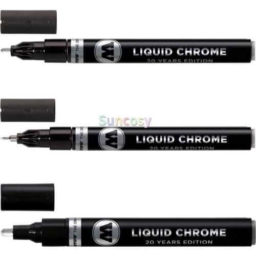 Molotow Liquid Chrome Marker Set - Unique and exciting liquid chrome marker set with 1mm, 2mm, and 4mm tip