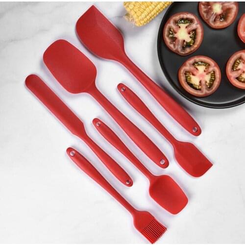 6pcs Silicone Cooking Kitchen Utensils Set Heat Resistant Non-stick BPA-Free Silicone Stainless Steel Jar Spatula Brush Cookware