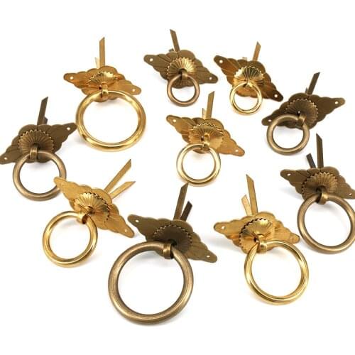 One Piece Cabinet Ring Pull Antique Dresser Knob Retro Vintage Copper Hardware for Dresser Drawer Jewelry Box