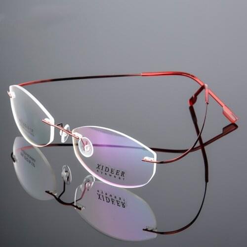Oval Rimless Glasses Frame Titanium Alloy Ultralight Eyeglasses Frameless Cat Eye Eyewear Myopia Optical Frame New