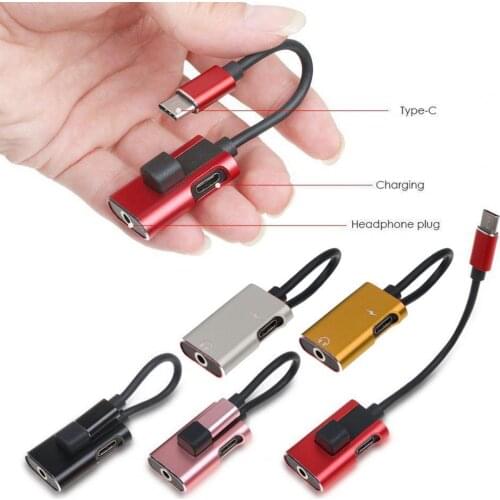 2-in-1 Type-C 3.5mm Headphone Adapter Jack Charging Support Aux Audio Cable Converter Adapter for Android Tablet Smart phone