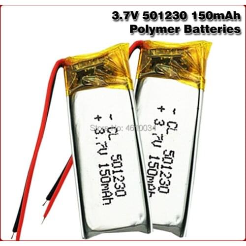 3.7V 150mAh Rechargeable Li-Po Battery High Energy Density 501230 Remote Controllers Camera LED Lamps Batteries