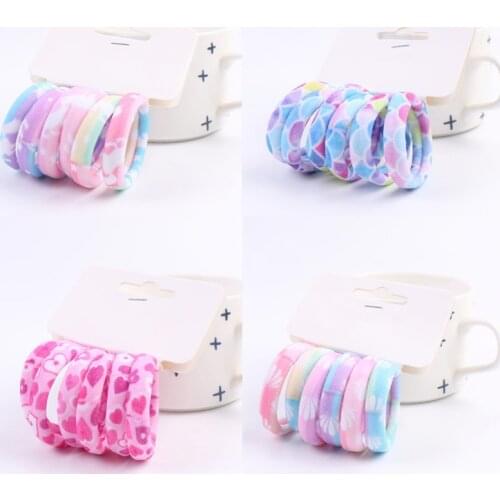 Hot Sale 6Pcs/Lot Girls Cute Color Hair Band Pink Print Dot Lovely Elastic Headband Good Quality Hair Holder Tie Gum Accessories