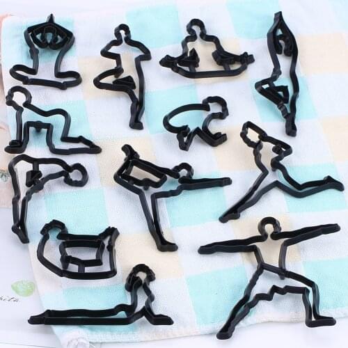 12 Piece Yoga Series Fondant Cake Press Mold 6PCS running sports department baking cake edge decoration tool