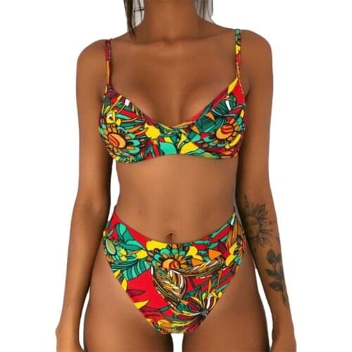 Hot Sexy Triangle Push Up Bikini Set Women Floral Print High Waist Swimwear Summer Women Swimsuit Brazilian Bikini Mujer 2020