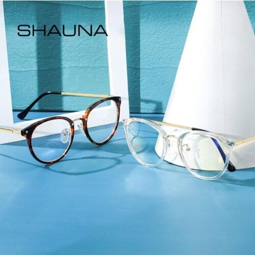 SHAUNA Classic Anti Blue Light Eyeglasses Frames Fashion TR Round Optical Frame