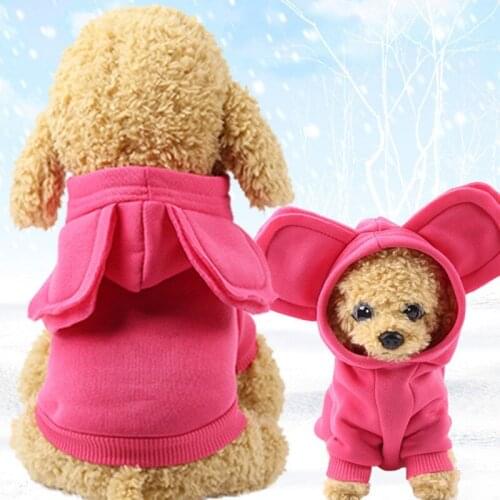 Warm Dog Hoodies Winter Pet Clothes For Puppy Cat Cute Big Ear Design Pet Coats For Chihuahua Yorkie Poodles Jacket Coat Outfit