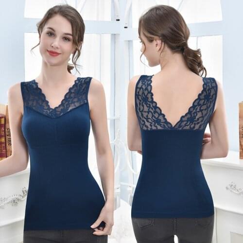 Thermal underwear top women Seamless Lace V-neck Large size Sling Fleece Vest Sexy inner wear for women Thermo Shirt