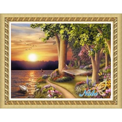 Setting sun foamiran needlework 5d diy rhinestone 741EE - Round Diamond embroidery cross stitch diamond mosaic painting
