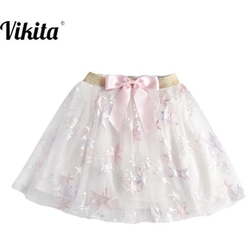 VIKITA Girls Skirts with Bow Children Star Embroidery Skirts Toddlers Baby Girls Autumn Spring Casual Wear Children Clothing