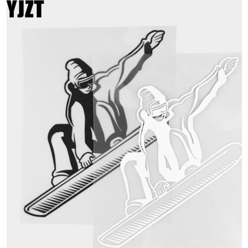 YJZT 13.7×17.9CM Creative Ski Boy Personalized Vinyl Decal Car Sticker Decoration Black/Silver 20A-0370