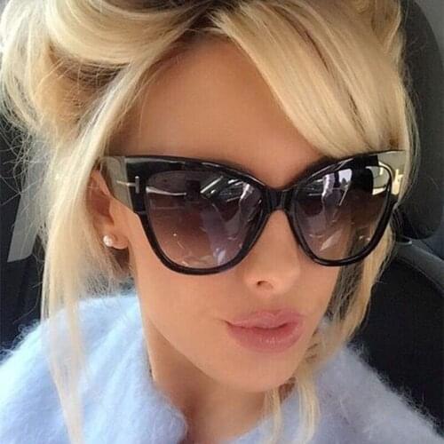 Classic Brand T Cat Eye Sunglasses Women Vintage Black Glasses Ladies Gradient Trending Sun Glasses Shades UV400