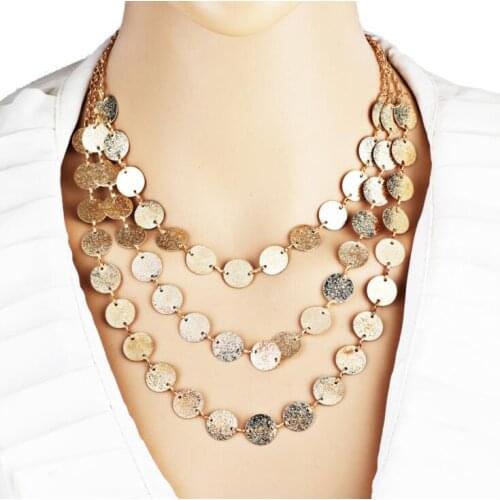 Women Necklace Statement Sweater Chain Necklaces & Pendants Metal Multi-layer Choker Necklace For Women Collier Femme Jewelry