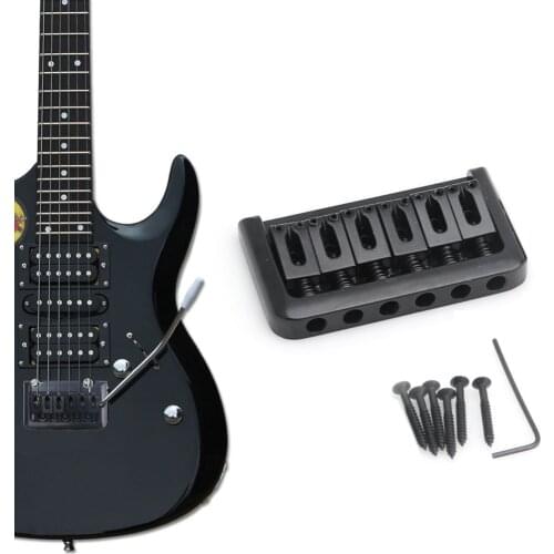 1 Black Electric Guitar Hardtail Top Load Bridge 6 String Fixed Hard Tail Parts quehuo