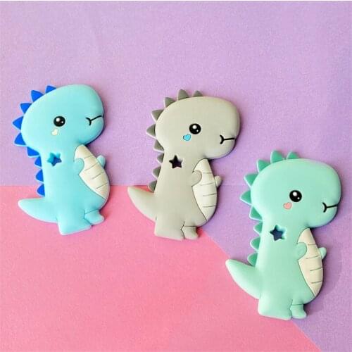1pcs cute Baby Teether Animals Cartoon dinosaur Food Grade Silicone Baby Teething Necklace Toys DIY Childens Gifts