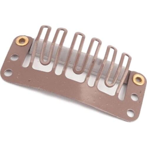 100PCS 6-Teeth Metal Snap Comb Clip For Hair Extensions Clip With Silicone Back Wig Clips For Clip In Weave Wig Accessories