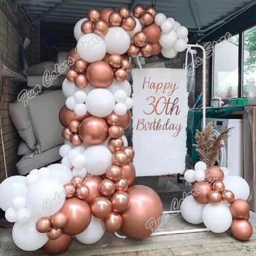 111pcs Rose Gold Memorial Day Party Backdrop Baby Shower DIY Supplies White Holidays Event Celebration Birthday Balloon Garland