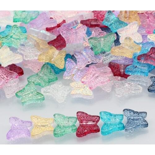 10/20/30/40/50PCS Transparent Multicolor Glass Beads Butterfly Spacer Beads For DIY Handmade Necklace Bracelet Jewelry Making
