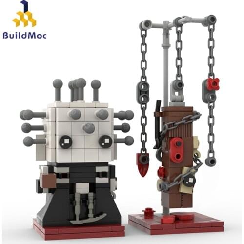 BuildMoc Creator Expert Brickheadz 2 in 1 MOC Hellraiser Pinhead Horror Movie Figures Building Blocks Creator Toys For Children