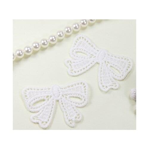 20PCS FREE SHIPPING HIGH QUALITY HADMADE DIY COTTON VENICE EMBROIDERY LACE BOW APPLIQUE PATCH
