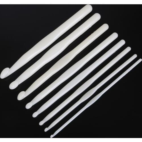 Hot Sale 3-10mm Pure White Plastic Handle Crochet Hook Knitting Needles Thick Head Tools DIY Crafts Accessories
