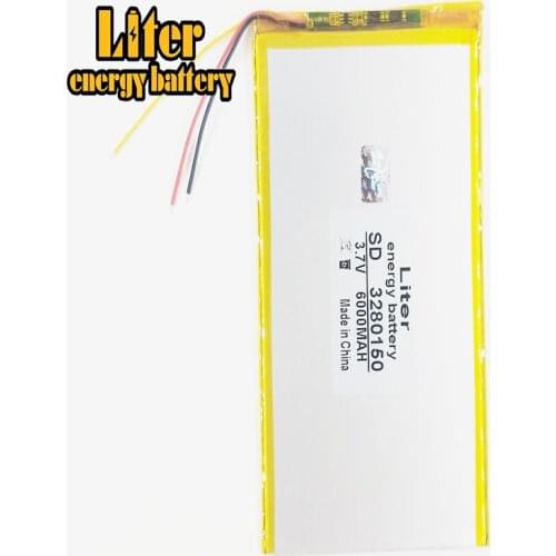3 line Good Qulity 3280150 3.7V 6000mAH(Real 5900mAh) Li-ion battery for V88, V971, M9 Tablet PC, 3282150