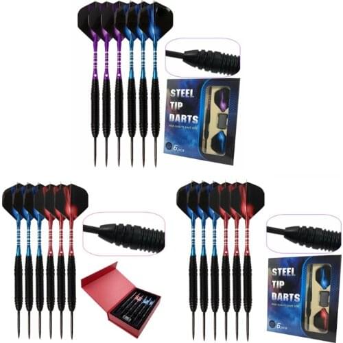 6pcs Steel Tip Darts Aluminium Shaft PET Flights for Electronic Dartboard Party Bar Outdoor Indoor Games