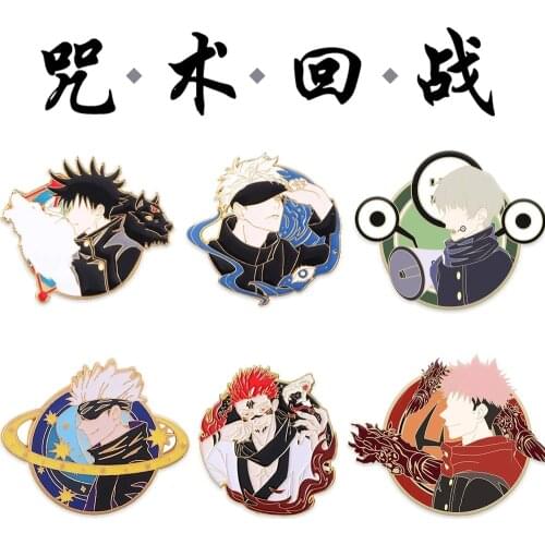 Anime Jujutsu Kaisen Yuji Itadori Gojou Satoru Badge Button Brooch Pins Cosplay Collection Cartoon Clothing Decor Xmas Gifts