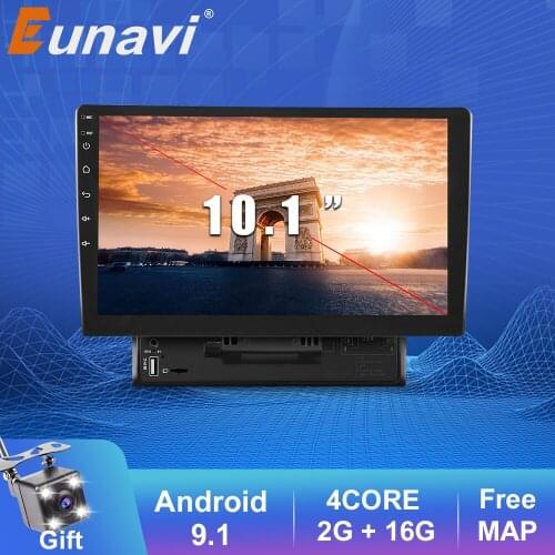 Eunavi Android 9 1din Car Radio Multimedia Player Universal GPS Navigation Auto Stereo Video WIFI 10.1 inch 2.5D HD Screen